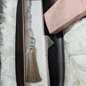 Chic Pink and Silver Necklace with Tassel